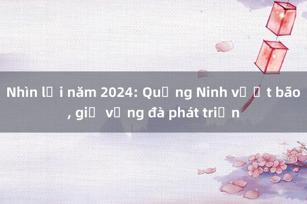 Nhìn lại năm 2024: Quảng Ninh vượt bão， giữ vững đà phát triển