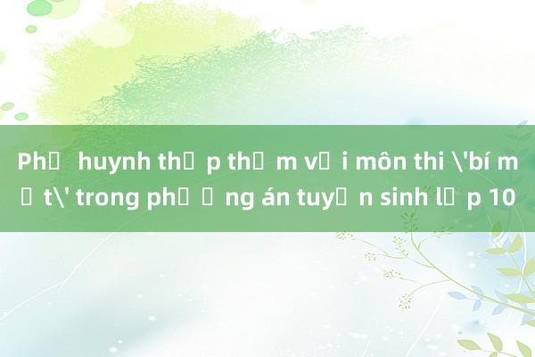 Phụ huynh thấp thỏm với môn thi 'bí mật' trong phương án tuyển sinh lớp 10